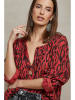 Plume Blouse "Chaline" rood/zwart