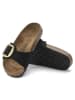 Birkenstock Leder-Pantoletten "Madrid" in Schwarz - Weite S