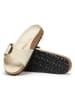 Birkenstock Leder-Pantoletten "Madrid" in Creme - Weite S
