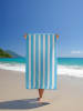Le Comptoir de la Plage Strandlaken "Bahia" turquoise/wit - (L)175 x (B)100 cm