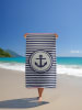 Le Comptoir de la Plage Strandlaken "Ankuri" donkerblauw/crème - (L)170 x (B)90 cm