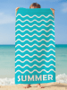 Le Comptoir de la Plage Mikrofaser-Strandtuch ''Vague-Pop'' in Türkis - (L)150 x (B)75 cm