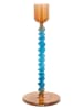 Villa Collection Kerzenständer "Vivid" in Hellblau/ Orange - (H)16,3 x Ø 7,4 cm
