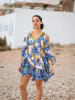 Isla Bonita by SIGRIS Kleid in Weiß/ Blau/ Orange