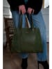 Victor & Hugo Paris Leder-Schultertasche "Arielle" in Dunkelgrün - (B)37,5 x (H)30 x (T)10,5 cm