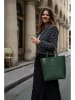 Victor & Hugo Paris Leder-Schultertasche "Bold" in Dunkelgrün - (B)32 x (H)40 x (T)13 cm