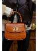Victor & Hugo Paris Leder-Henkeltasche "Elia" in Camel - (B)23,5 x (H)16 x (T)11,5 cm