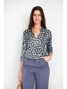 ASSUILI Bluse in Schwarz/ Blau/ Weiß