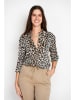 ASSUILI Bluse in Schwarz/ Hellbraun/ Weiß