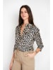 ASSUILI Bluse in Schwarz/ Hellbraun/ Weiß