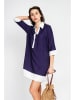 Le Jardin du Lin Jurk donkerblauw/wit