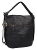 Bellicci Leren schoudertas "Erica" zwart - (B)40 x (H)34 x (D)13 cm