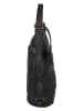 Bellicci Leren schoudertas "Erica" zwart - (B)40 x (H)34 x (D)13 cm
