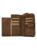 Bellicci Leren portemonnee "Greta" lichtbruin - (B)18 x (H)9,5 x (D)3,5 cm