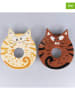 Villa d´Este Podstawki (2 szt.) "Cat" w kolorze kremowo-brązowym na jajka - dł. 17,2 cm