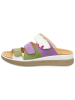 Think! Leder-Pantoletten in Grün/ Lila/ Creme