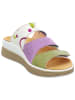 Think! Leder-Pantoletten in Grün/ Lila/ Creme