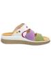 Think! Leder-Pantoletten in Grün/ Lila/ Creme