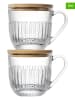 La Rochère France 2-delige set: koffiekoppen "Ouessant" transprant/lichtbruin - 250 ml