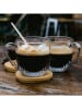 La Rochère France 2-delige set: koffiekoppen "Ouessant" transprant/lichtbruin - 250 ml