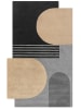 Flair Rugs Woll-Teppich "Lozenge" in Grau/ Beige/ Schwarz
