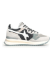 W6YZ Leder-Sneakers in Creme/ Türkis/ Silber