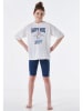 Schiesser Pyjama wit/donkerblauw