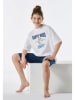 Schiesser Pyjama wit/donkerblauw