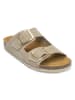Mandel Leder-Pantoletten in Taupe