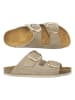 Mandel Leder-Pantoletten in Taupe