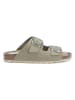 Mandel Leren slippers grijs