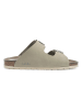 Mandel Leren slippers grijs