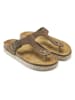 Mandel Leren teenslippers bruin