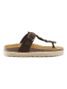 Mandel Leren teenslippers bruin