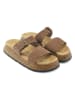 Mandel Leren slippers bruin