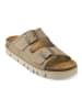 Mandel Leder-Pantoletten in Taupe