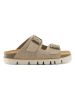Mandel Leder-Pantoletten in Taupe