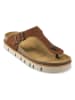 Mandel Leren teenslippers bruin