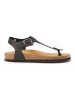 Mandel Leder-Zehensandalen in Schwarz