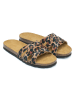 Mandel Pantoletten in Beige/ Braun