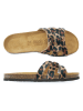 Mandel Pantoletten in Beige/ Braun