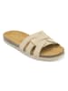 Mandel Leren slippers beige