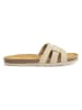 Mandel Leren slippers beige