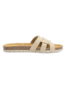 Mandel Leren slippers beige