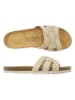 Mandel Leder-Pantoletten in Beige