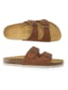 Mandel Leren slippers bruin