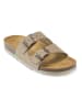Mandel Leren slippers taupe