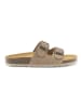 Mandel Leren slippers taupe
