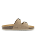 Mandel Leren slippers taupe