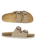Mandel Leren slippers taupe